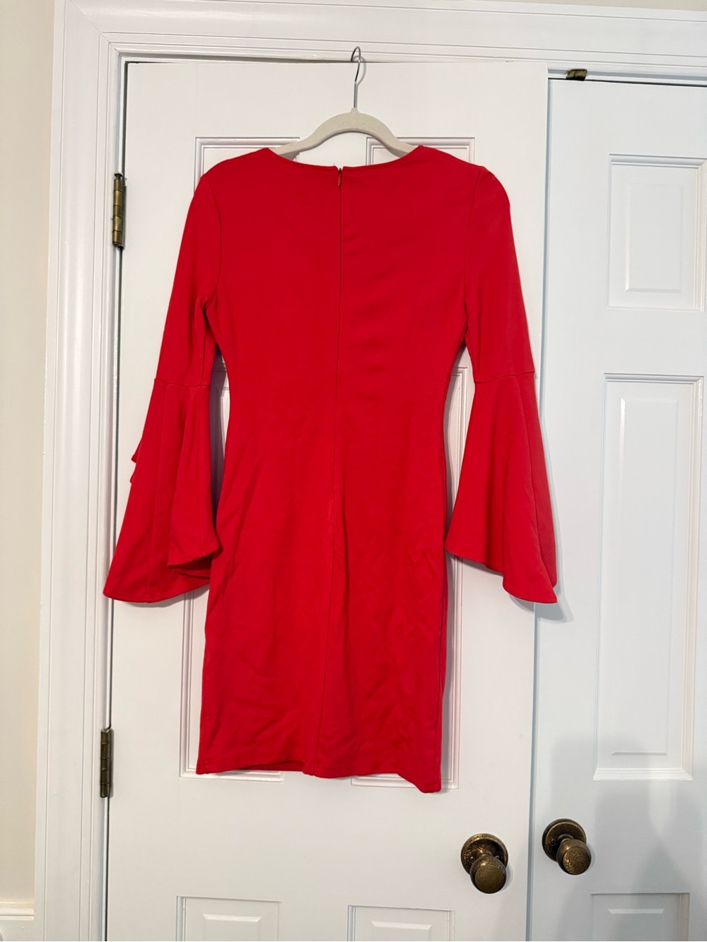 Lulu's Red Ruffle Bell-Sleeve Sheath Dress - Picture 2 of 3